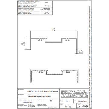 PROFILO P125 FIANCATA X SERRANDA 6M