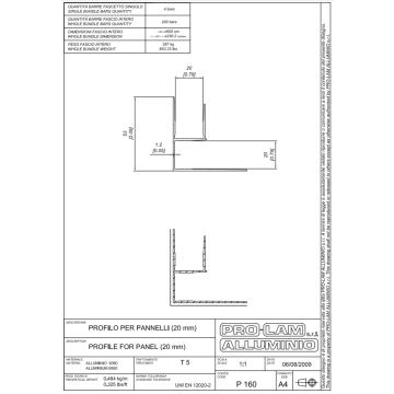 PROFILO DOPPIO "F" 306/A2 P160 4mt=