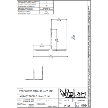 PROFILO "F" x 21mm P154 4MT  =