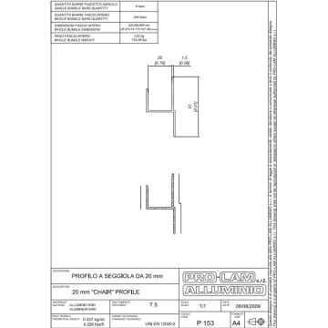 PROFILO SEGGIOLA 20MM P153 4MT  =
