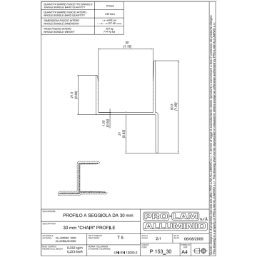 PROFILO SEGGIOLA 30 mm  P153/30 4MT
