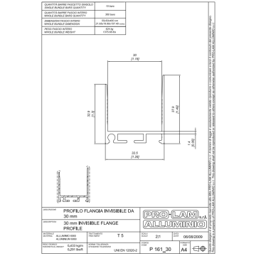 FLANGIA INVISIB.30mmALL.P161/30 4MT